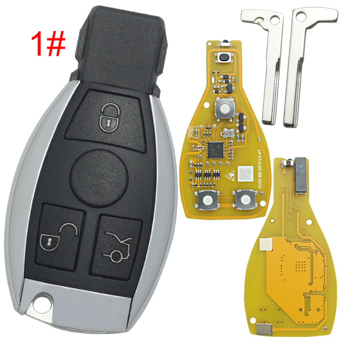 Free shipping from HK,Free shipping 5pcs/unit, Xhorse XNBZT1GL 3 button 434mhz remote Key  for Mercedes-Benz Yellow Color board without point