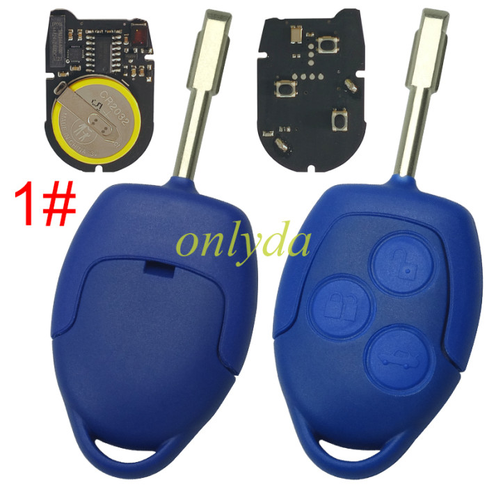 For Ford Transit blue remote key new version with 434mhz with 4D63 chip FCCID:6CIT15K601 AG AG， with rechargeable battery ， pls choose model