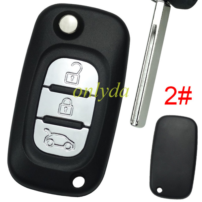 free shipping 10pcs/unit,Renault3 button remote key blank ， with logo , 1#307 2#407 3#VAC102 4#206 ,pls choose blade