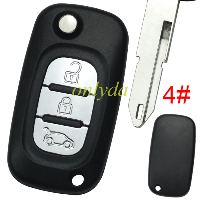 free shipping 10pcs/unit,Renault3 button remote key blank ， with logo , 1#307 2#407 3#VAC102 4#206 ,pls choose blade