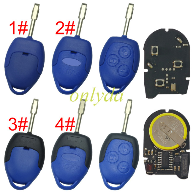For Ford Transit blue remote key new version with 434mhz with 4D63 chip FCCID:6CIT15K601 AG AG, with rechargeable battery , pls choose model