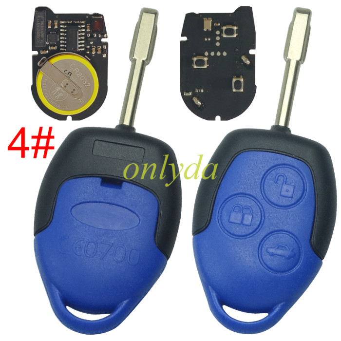 For Ford Transit blue remote key new version with 434mhz with 4D63 chip FCCID:6CIT15K601 AG AG， with rechargeable battery ， pls choose model