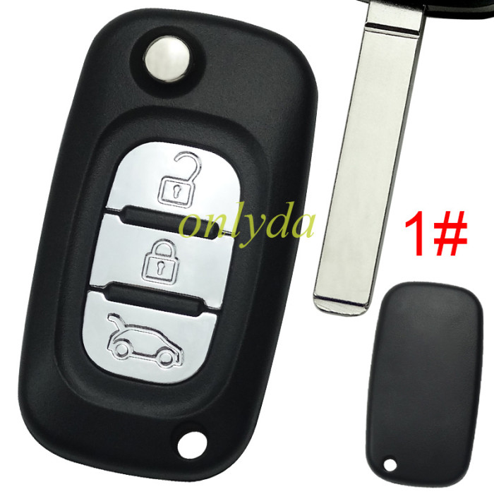 free shipping 10pcs/unit,Renault3 button remote key blank ， with logo , 1#307 2#407 3#VAC102 4#206 ,pls choose blade
