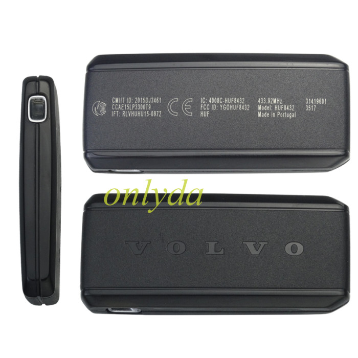 Genuine For Volvo smart card 3+1 button 433.92 Mhz chip :8A(Tiris DST AES ) CMIITID :2015DJ3461 IC:4008C-HUF8423 FCC ID YGOHUF8423 Made in Portugal 2pcs remote key+ 1pc Bluetooth card /set