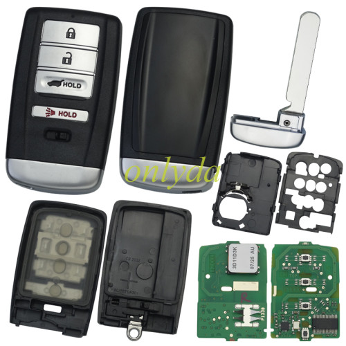 For Acura 3+l button smart key fob for models 2014-2020 MDX and 2016- 2018 RDX ID47 CHIP KR5V1X 72147-TZ3-A21 433Mhz/313.8MHZ please choose FCC ID: KR5V1X Buttons: Lock, Unlock, Hatch, and Panic Battery:CR2032(included) Emergency Key:(included)