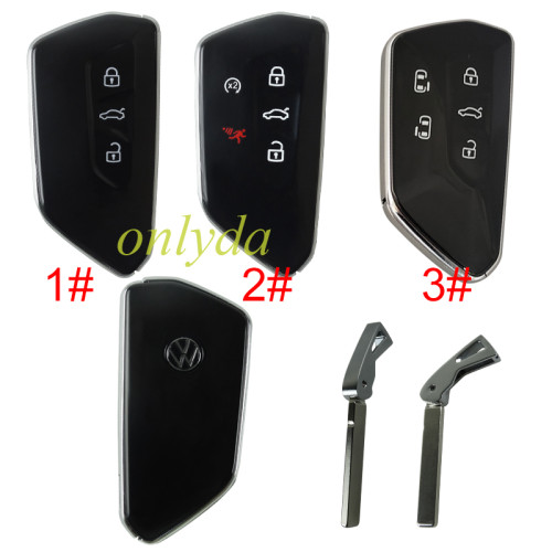Aftermarket VW 3/5 button remote key blank with key blade with logo , pls choose button model