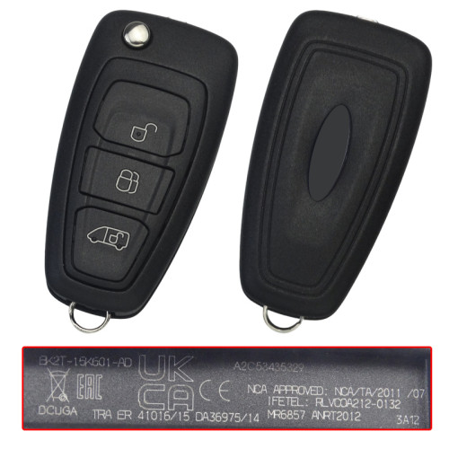 original Ford 3 button remote key with 433.92MHZ FSK model  with electronic 4D63 chip BK2T15K601-AA/AB/AC  A2C53435329 with rechargeable battery