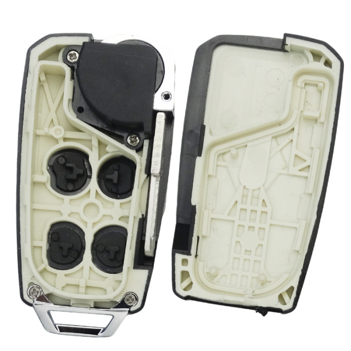 For Renault flip key shell 4 button with badge， Two-Color Overmolding craft