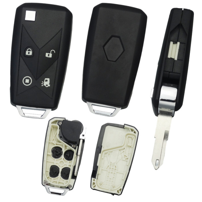 For Renault flip key shell 4 button with badge， Two-Color Overmolding craft