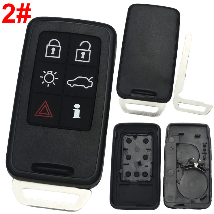 For Volvo 5+1 button remote key shell with key blade without badge