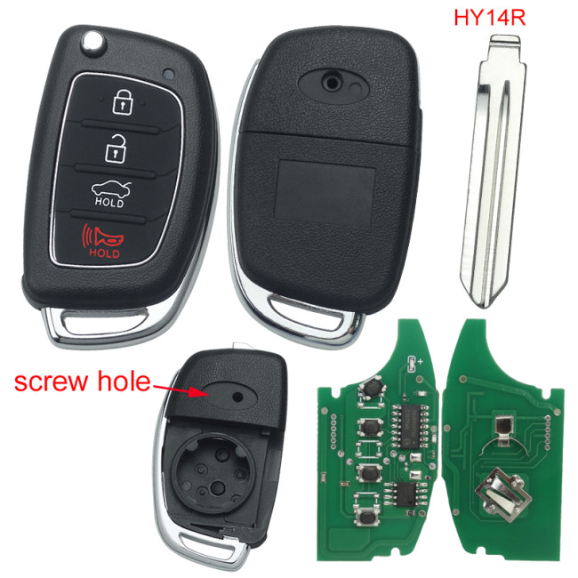For Hyundai 2+1/ 3+1/ 3 button Remote key with 315/434mhz for HB20 2022 Flip key 95430R1100  PN: 95430-R1100 with Kia / HYUNDAI 4A