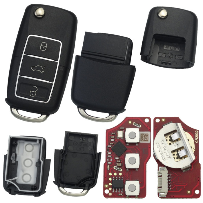 XKB526EN Xhorse 2nd Genaeration  Wire  Universal Remote Key for VW B5 Flip 3 Buttons
