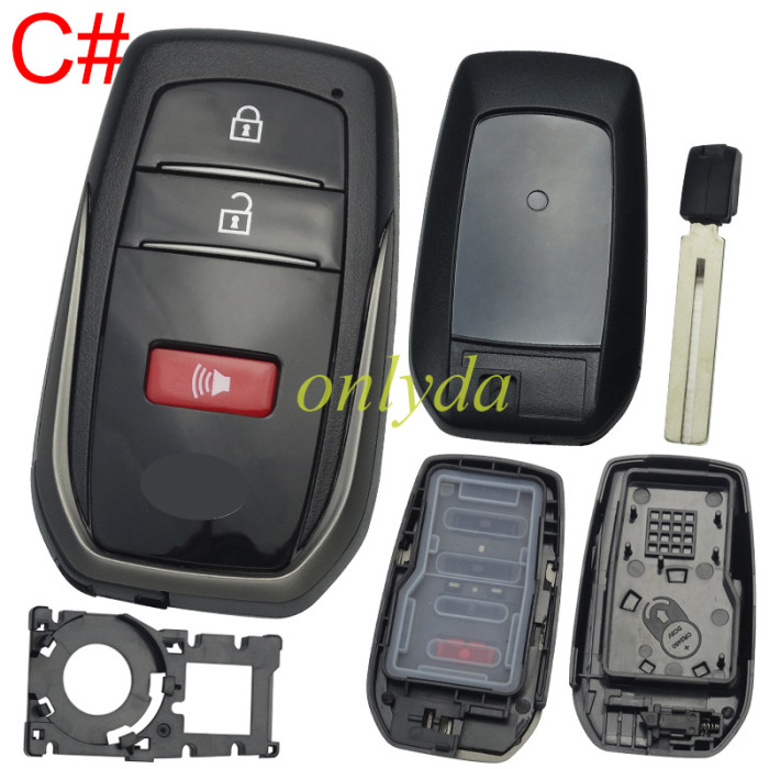For Toyota  remote key shell with Glossy black texture cover, Front side with badge, Back side with badge place,  pls choose button  （pls leave note for the back cover part model you need)）