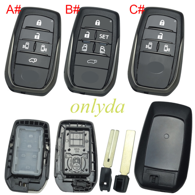 For Toyota remote key blank with TOY12 blade with logo,The back is a logo cover, toyota-B63F 13 types of logo back cover to choose, pls choose button model