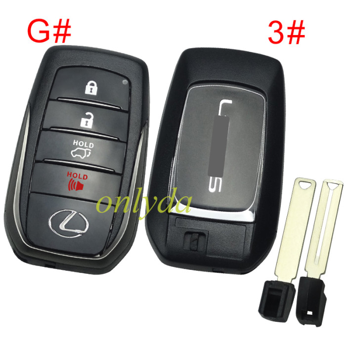 For Lexus remote key shell  with badge , the back part can choose badge,  pls choose button