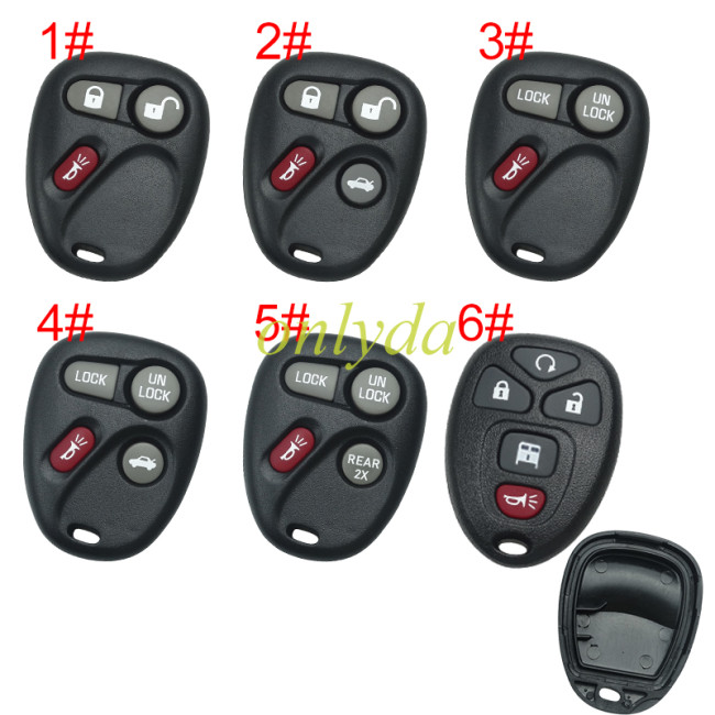 For GM Buick remote key shell, pls choose the button