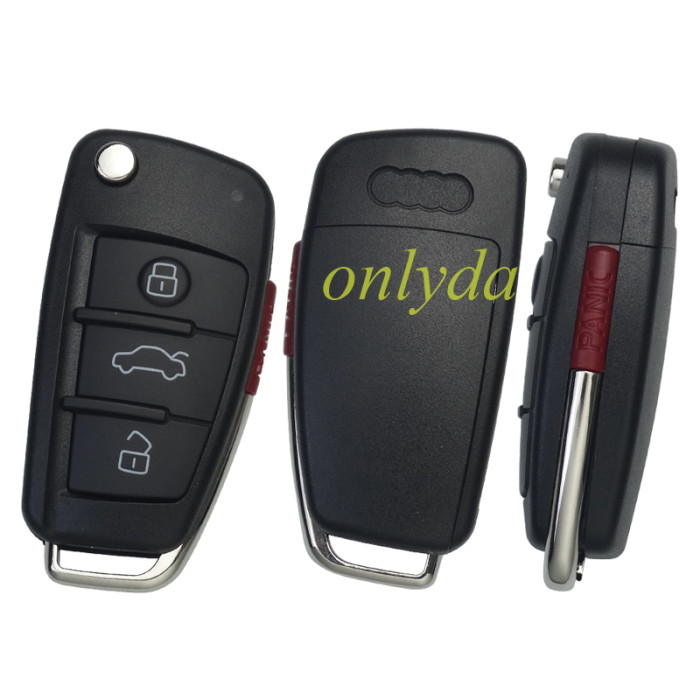For Audi 3/3+1 button flip key blank with HU66 blade, pls choose button