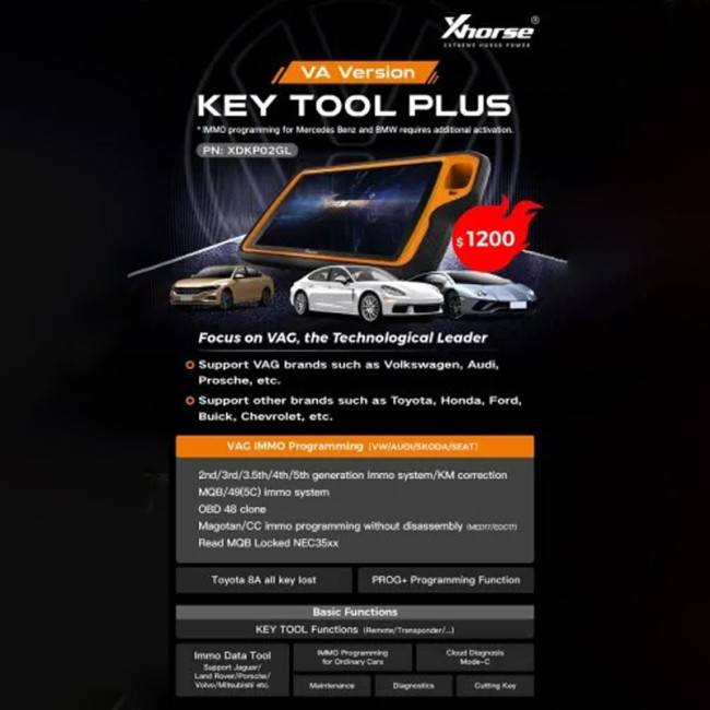 Xhorse VVDI Key Tool Plus Pad VA Version Specific for VAG Car Models with MQB48 License