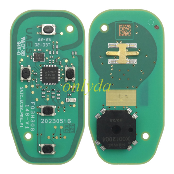 For MG OEM 4 button remote key  433mhz,  4A Hitag AES  without emergency blade
