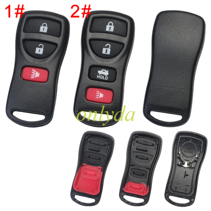 For Nissan  Remote 2+1/3+1button   Shell with Rubber Pad without logo， pls choose button