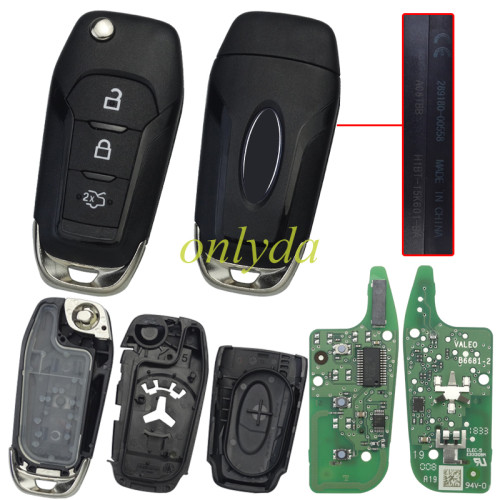 original Ford Fiesta/Focus 3button remote with 434mhz with ID49 Hitag chip OE: H1BT- 15K601-BA for 2015+ Everest Escort H1BT15K601BA，A08TBB