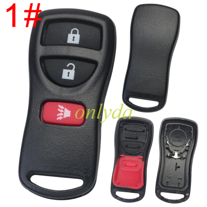 For Nissan  Remote 2+1/3+1button   Shell with Rubber Pad without logo， pls choose button