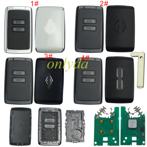 Keyless Renault CAPTUR 2024+ CLIO 2024+ ESPACE 2024+ MEGANE 2024+ ZOE 2024+ Smart Card Key 4 Buttons 433MHz HITAG AES NCF29A1M ID4A White Color/Black color FCC ID: KR5IK4CH-01 OEM Part Number: 285E74878R