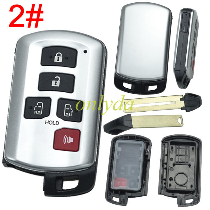 For Toyota Sienna 5+1B/5B remote key blank without badge, pls choose button