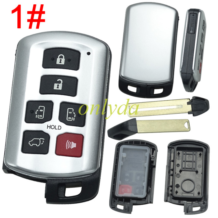 For Toyota Sienna 5+1B/5B remote key blank without badge, pls choose button