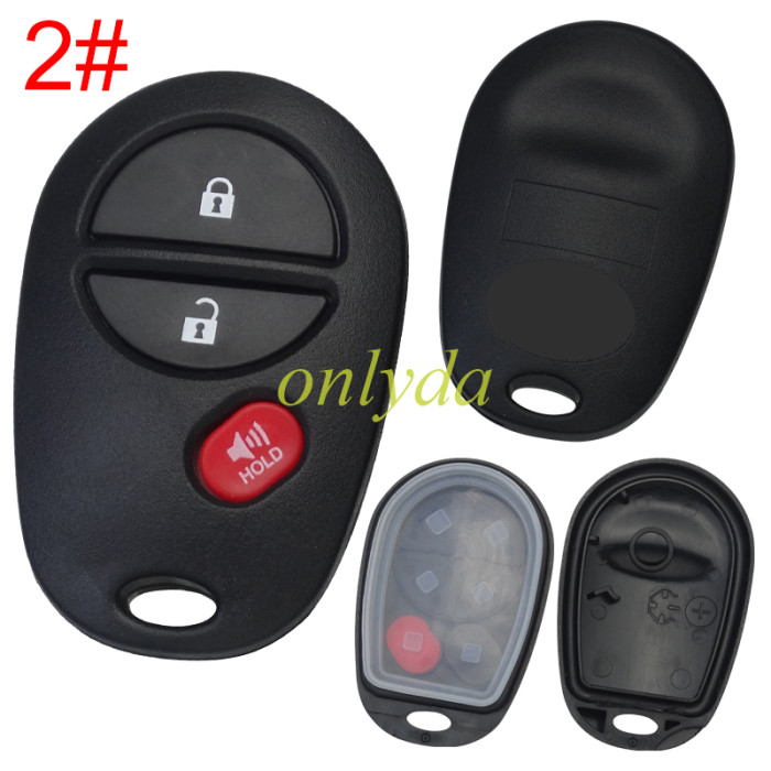 For Toyota  remote key shell with original Toyota badge， pls choose button model
