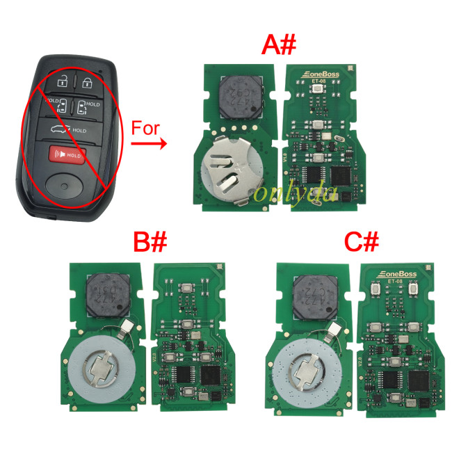 Eoneboss ET-08 universal key  for Toyota 4 /5/6 button, ONLY PCB, Pls choose button