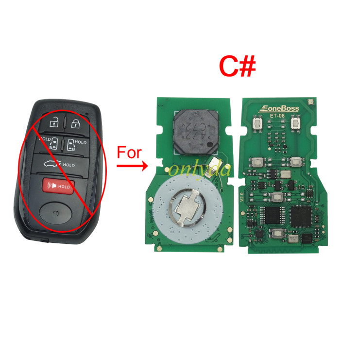 Eoneboss ET-08 universal key  for Toyota 4 /5/6 button, ONLY PCB, Pls choose button