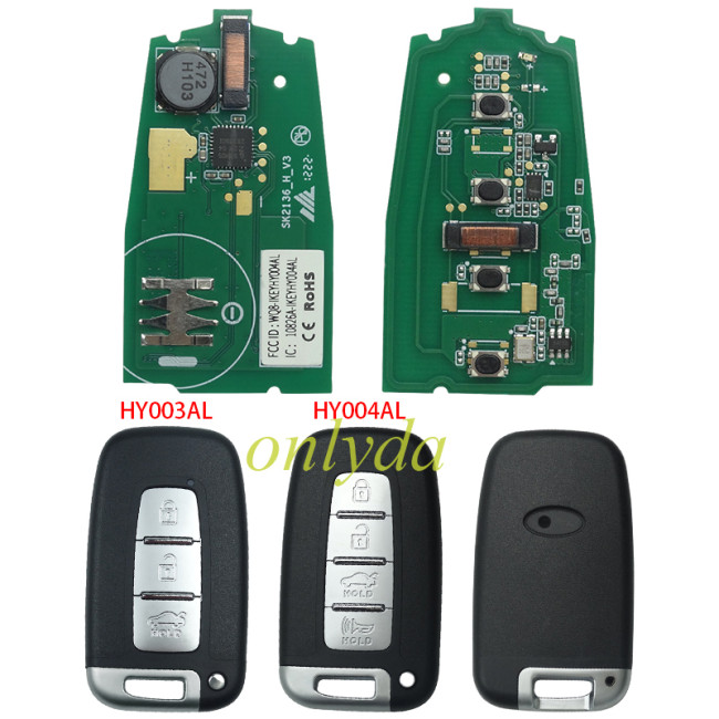 Free shipping from HK,AUTEL IKEYHY003AL/IKEYHY004AL Hyundai 3/4 Buttons Universal Smart Key 5pcs/lot