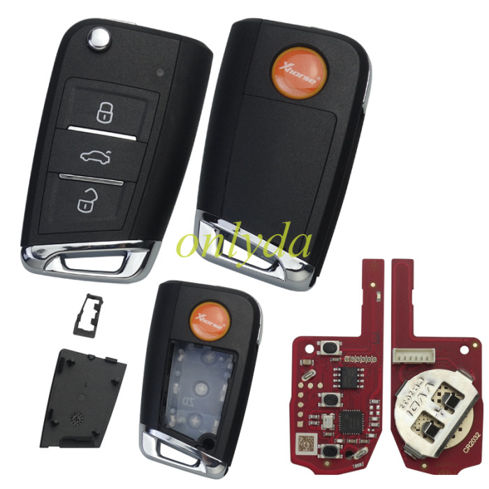 XKDM05 XHORSE  2nd Generation Wire Remote Key MQB Flip 3Buttons