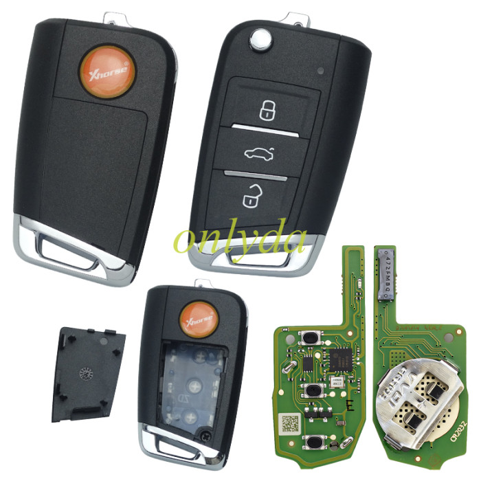 For Xhorse MQB Style Remote Key XEMQB1EN 3 Buttons work with MINI Key Tool/VVDI2/Key Tool