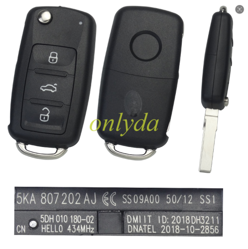 KYDZ for VW Type 3Btn Universal Flip Remote – ZN19