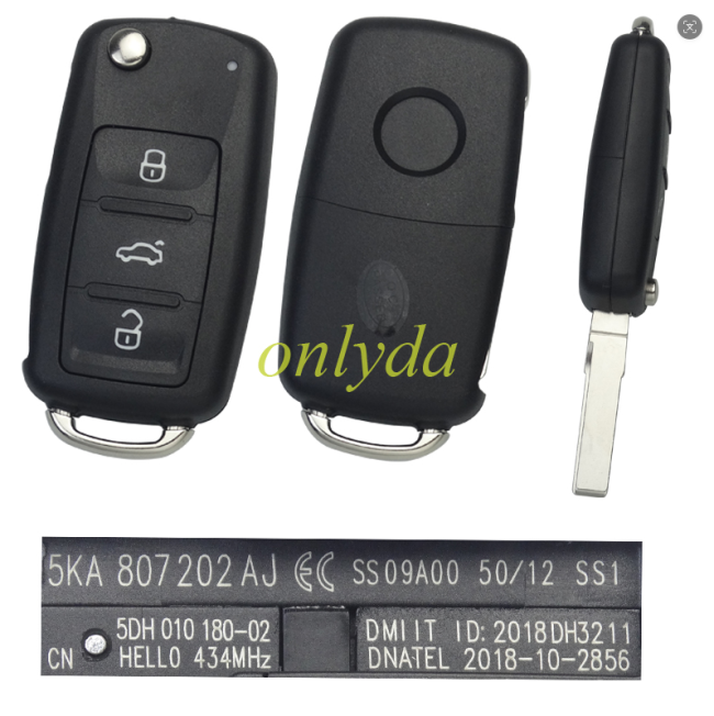 KYDZ for VW Type 3Btn Universal Flip Remote – ZN19