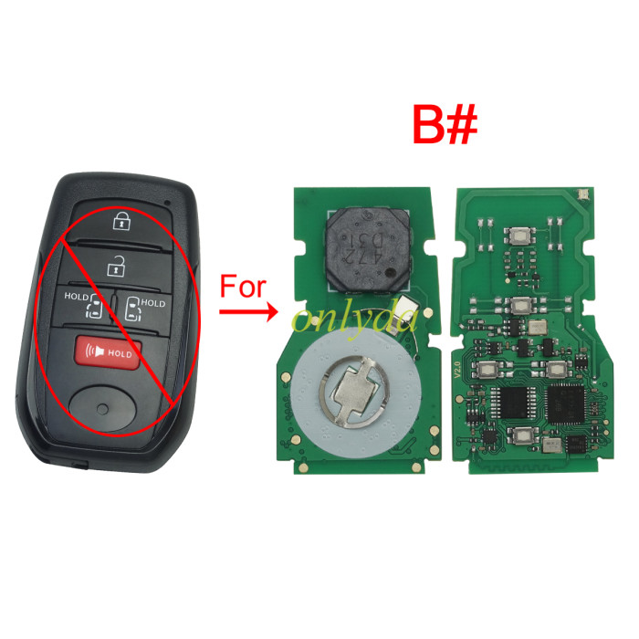Eoneboss ET-08 universal key  for Toyota 4 /5/6 button, ONLY PCB, Pls choose button