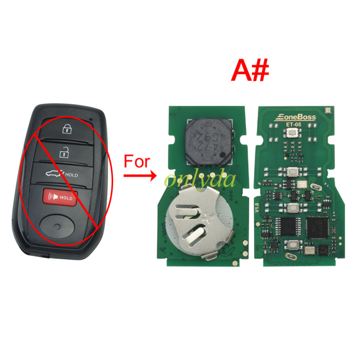 Eoneboss ET-08 universal key  for Toyota 4 /5/6 button, ONLY PCB, Pls choose button