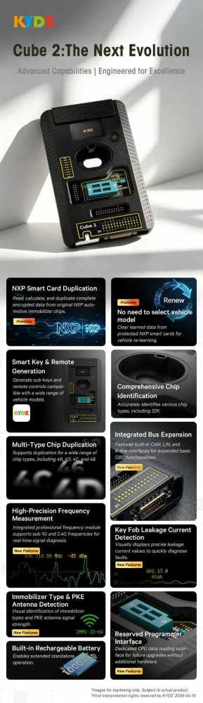 KYDZ Cube2 Universal Remote Generator, support NXP chip copy function