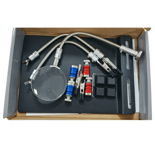 Magnetic Rail Helping Hand Soldering Station with Magnifier & Magnetic Holders