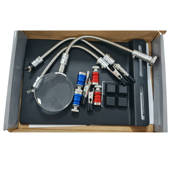 Magnetic Rail Helping Hand Soldering Station with Magnifier & Magnetic Holders