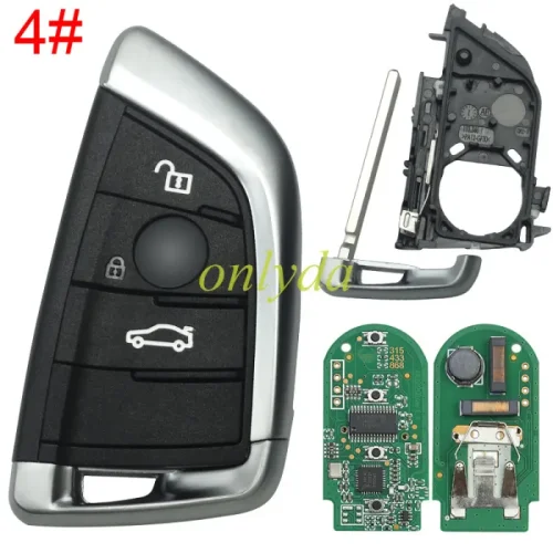 For BMW  X5 keyless 3button  remote key with PCF7953P chip-434mhz FSK original pcb+aftermarket key shell
