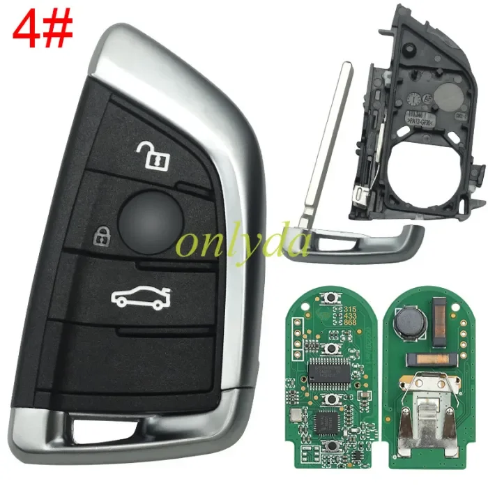 For BMW  X5 keyless 3button  remote key with PCF7953P chip-434mhz FSK original pcb+aftermarket key shell