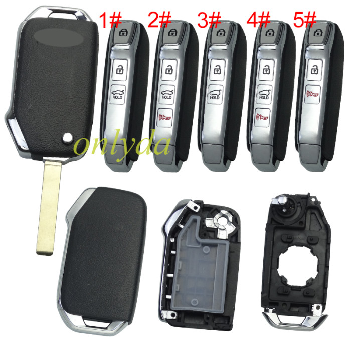 For New Kia 3 /3+1 button remote key shell with key blade with badge ， pls choose button