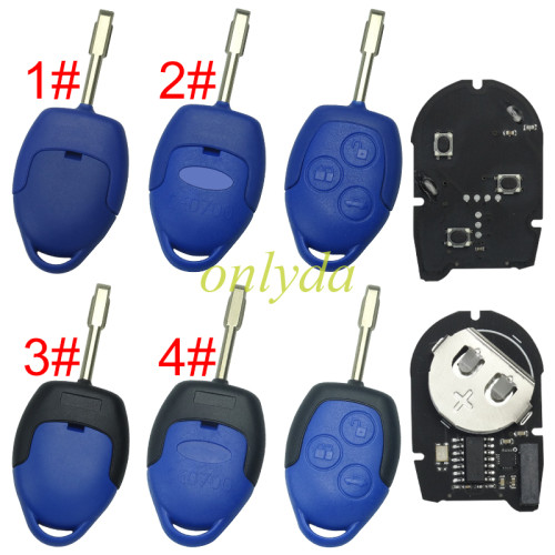 Ford Transit blue remote key with 434mhz with 4D chip FCCID:6CIT15K601 AG AG，The color of the key blade is different, and with logo or without logo ,please choose