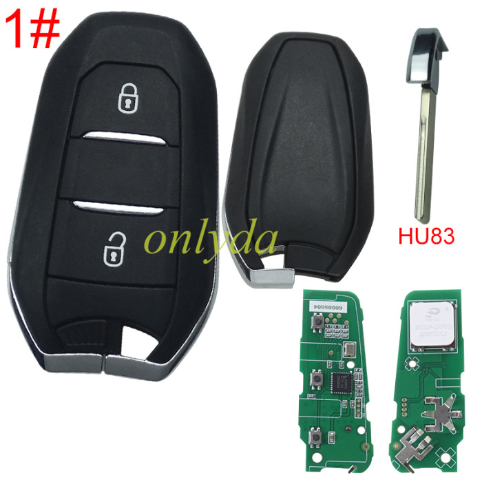 Chip model : A3M65 Aftermarket Smart Key for Peugeot 3 Buttons / Frequency:433MHz   Transponder: HITAG AES 4A  Blade VA2/HU83 /   Part No: 98 097 814 ZD / 98097814ZD / Keyless Go 308/3008/408/5008/ opel -Astra L / Corsa F Citroen C4 CACTUS / PICASSO / C3 , pls choose button