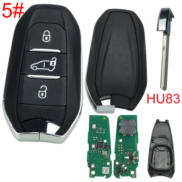 Chip model A3M05/A3M15/A3M65 All in one, Aftermarket Smart Key for Peugeot 3 Buttons / Frequency:433MHz Transponder: HITAG AES Blade VA2/HU83 / Part No:98 097 814 ZD / 98097814ZD/Keyless Go 308/3008/408/5008/ opel -Astra L/ Corsa F Citroen C4 CACTUS / PICASSO/C3