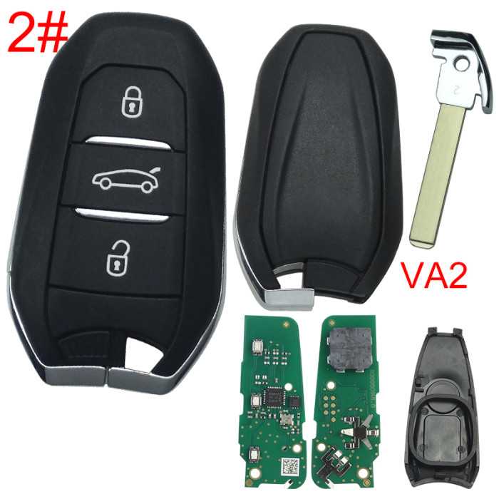 Chip model A3M05/A3M15/A3M65 All in one, Aftermarket Smart Key for Peugeot 3 Buttons / Frequency:433MHz Transponder: HITAG AES Blade VA2/HU83 / Part No:98 097 814 ZD / 98097814ZD/Keyless Go 308/3008/408/5008/ opel -Astra L/ Corsa F Citroen C4 CACTUS / PICASSO/C3