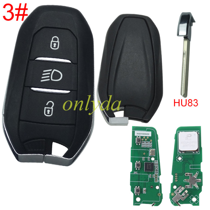 Chip model : A3M65 Aftermarket Smart Key for Peugeot 3 Buttons / Frequency:433MHz   Transponder: HITAG AES 4A  Blade VA2/HU83 /   Part No: 98 097 814 ZD / 98097814ZD / Keyless Go 308/3008/408/5008/ opel -Astra L / Corsa F Citroen C4 CACTUS / PICASSO / C3 , pls choose button